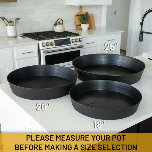 Garden Hour 18 Pack of 2 Large Plant Saucers for Potted Plants & Felt Mat for Floor Protection - Plastic Plant Trays for Indoors No Holes - Extra-Deep Drip Trays for Potted Plants - 18W x 3D in.