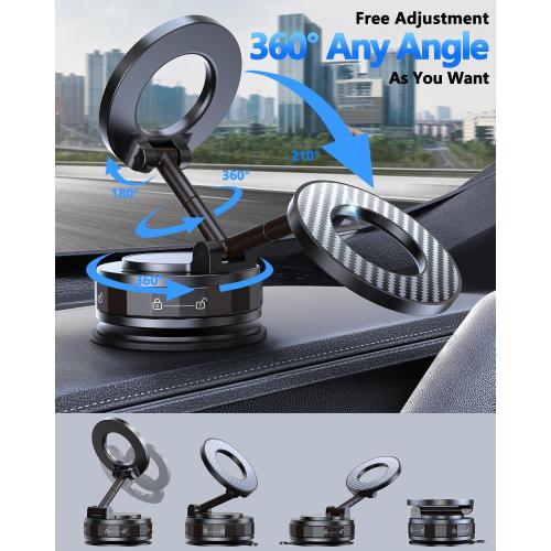 Vacuum Magnetic Car Phone Holder for Mag-Safe [89 LBS Suction & 3200gf Magnetic] 360° Adjustable Ultra Suction Cup Phone Holders for Your Car, Car Mount for iPhone 17 Pro Max 16 15 14 13 12 Air Plus