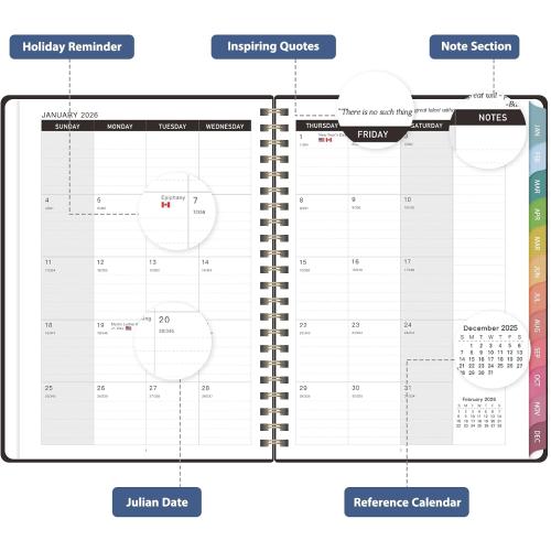 2026 Planner, 8.5 x 11 Weekly and Monthly Large Calendar Planner, Letter Size, Jan - Dec 2026, Hardcover Daily Agenda and Organizers for School Essentials & Office Supplies