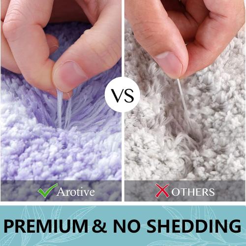 Arotive Microfiber Bathroom Rugs, Shaggy Soft and Absorbent Bath Rug, Non-Slip, Thick Plush Machine Washable Dry Bath Mats for Bathroom, Tub and Shower, 50x30, Dark Purple, Rectangular