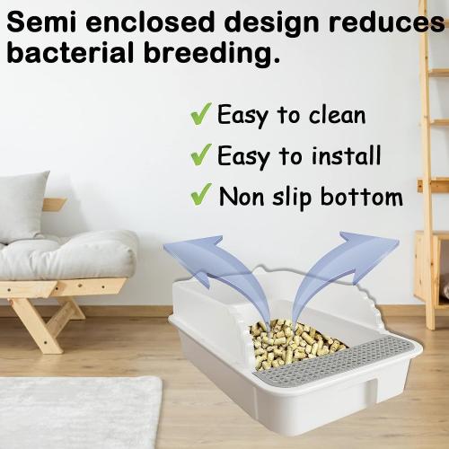 Open Cat Litter Box with High Side,Heightening Anti-Splashing Cats Litter Pan,Kitten Toilet with Litter Sifting Scoop,Semi-Enclosed Removable Kittens Litter for Easy to Clean Boxes No Odor