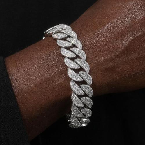 Iced Out Cuban Link Bracelet for Men, 12-20MM Flooded Hip Hop Bling Bracelet with 5A Cubic Zirconia, Heavy Big Size Miami Cuban Bracelet, Luxury CZ Cuban Link Jewelry for Women