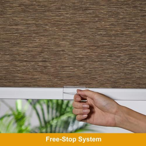 Persilux Cordless Roller Blinds - Light Filtering, Free-Stop, Thermal Insulation for Windows (Brown, 32 W x 72 H) Natural Woven Fabric Privacy Shades for Home, Office