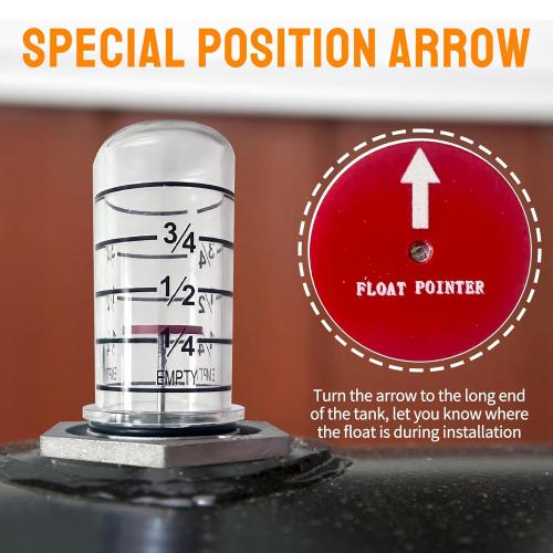 Oil Tank Gauge Fuel Level Gauge Fit for 275, 330 Vertical Oil Tank Compatible with 1 1/2”, 2” Hole