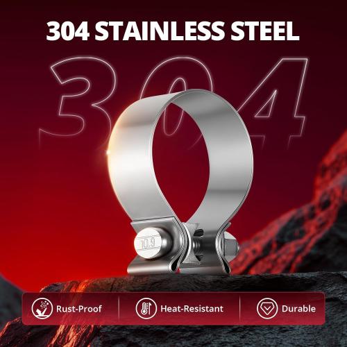 EVIL ENERGY 3.0 Inch Exhaust Clamp, Narrow Band Muffler Clamp Stainless Steel for Pipes, Mufflers, Catalytic Converters 2PCS