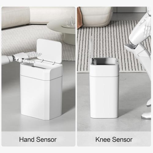 ELPHECO Bathroom Trash Can with Lid 3.5 Gallon Motion Sensor Slim Garbage Can Bathroom Decor Waterproof Smart Small Trash Bin for Kitchen, Office, Bedroom, Living Room, Toilet (White)