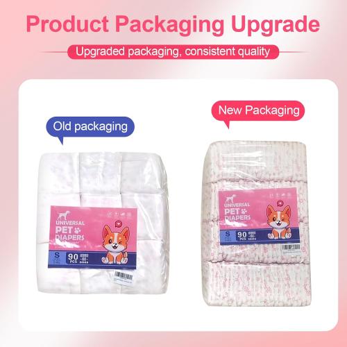 Disposable Dog Diapers Female 90 Count Doggie Diapers for Female Dogs Super Absorbent Extra Large Dog Pads for Heat Excitable Urination or Incontinence - Pink