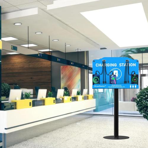 Floor Standing Cell Phone Charging Station Multi-Device Station with 8 Charger Ports Compatible with Smartphones Tablets Application for Schools, Office, Shopping Malls