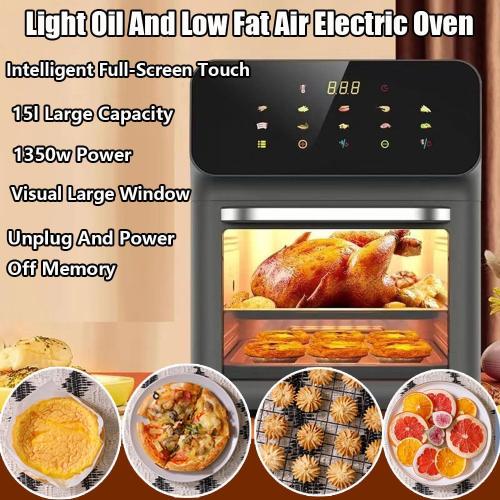 Bluebow Air Fryer 12QT Convection Oven with 10-in-1 Multi Function, Visible Window and Touchscreen, Black