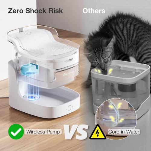 PETGUGU Cat Water Fountain, Ultra-Quiet Automatic Pet Water Dispenser for Cats & Dogs, 8-Layer Filtration, BPA-Free, Wireless Pump, 2.4G WiFi App Control, Marble Design (PF1)