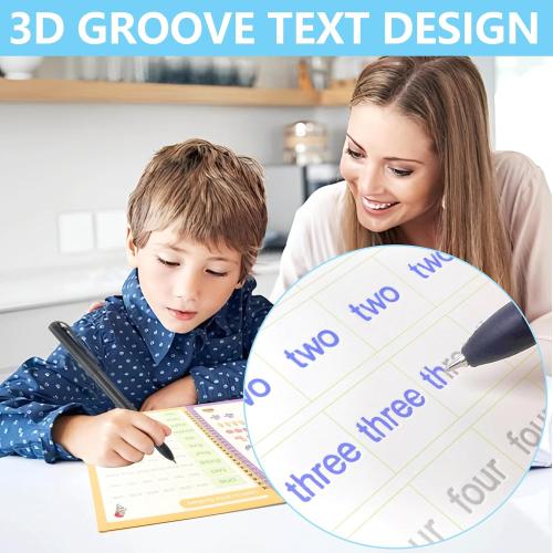 YAMMI Reusable Large Grooved Handwriting Practice Books for Kids, 10.3in×7.3in Magic Practice Copybook, Handwriting Practice Workbook, Copy Books for Preschool Kids Age 3-8
