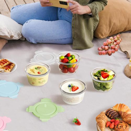 16oz Glass Meal Prep Containers, Airtight 2 Cup Glass Storage Containers with Lids, Heat-Resistant BPA-Free Borosilicate Glass Soup Container for Leftover, Microwave, Dishwasher&Freezer Safe (4 Packs)