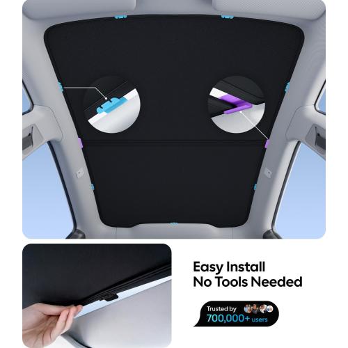 Wigoo Tesla New Model Y Juniper Accessories Sunshade Roof [Never Sag, Nano Ice-Crystal Coatings] Heat Insulation Glass Roof Sun Shade, Accessories for Tesla New Model Y 2025 2026 Launch, Black