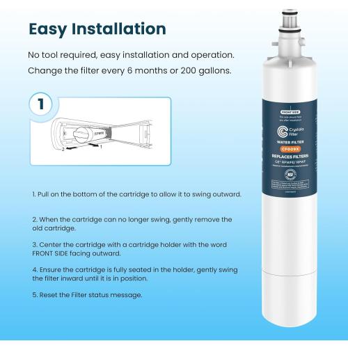 Crystala Filters Replacement for GE® RPWFE, RPWF (with CHIP) Refrigerator Water Filter, Compatible with WSG-4, WF277, GFE28GMKES, PFE28KBLTS, GYE22HMKES, DFE28JSKSS, GFE28GYNFS, GFD28GYNFS, 2 Pack