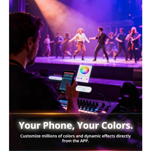 12x12W RGBWA UV LED Par Lights, 8-Hr Battery Powered Uplights with DMX512/APP/Remote Control, Stage Lighting for DJ Shows, Studio, Party, Indoor Events