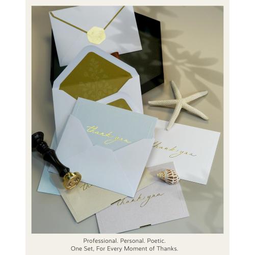 ukee's Gold Foil Thank You Cards with Envelopes Bulk, 32-Pack Embossed Blank Thank You Notes in 4 Colors w/Gold Seal Stickers - Minimalist Designs for Baby Shower, Wedding, Small Business, Graduation
