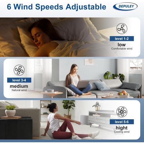 Depuley 52-Inch Ceiling Fan with Light: Black 3 Blade Outdoor Fans for Patios - Dimmable Indoor Fan with Remote APP Control Ultra Quiet DC Motor Reversible 6 Speed Timer