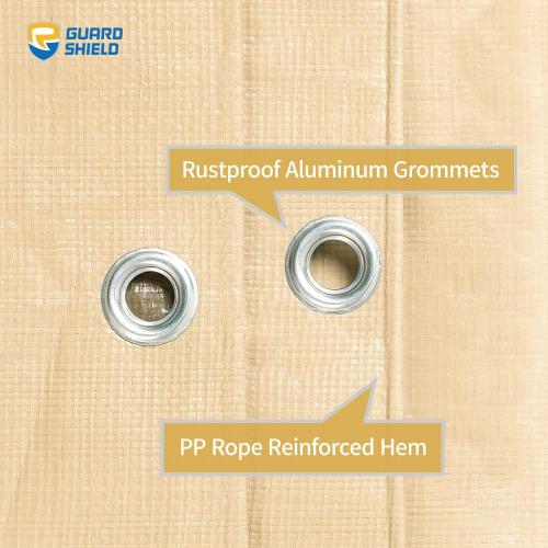 GUARD SHIELD Beige Tarp Heavy Duty Waterproof 20x30 Feet Outdoor Poly Tarps Cover Thick UV Resistant Canopy Tarpaulin with Grommets 10mil