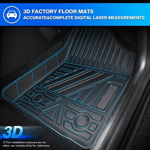 T TGBROS Floor Mats for Ford Focus 2012-2018 All Weather Protection TPE 2 Rows Floor Liners Custom Fit for Focus Accessories Car Mats Non-Slip Black