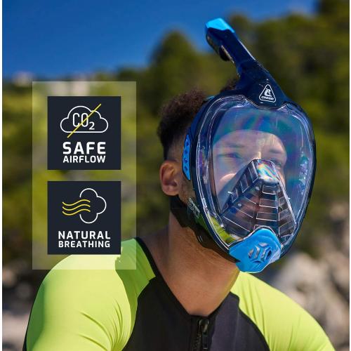 Cressi Adult Snorkeling Full Face Mask - Wide Clear View, Anti-Fog System - Easy Breathing: Safety First - Bali: Designed in Italy