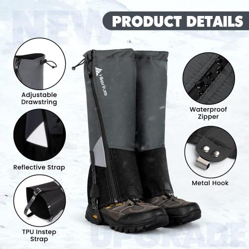 Hikenture Gaiters for Hiking Waterproof, Leg Gaiters with Upgraded Zipper Design, Lightweight Shoe Gaiters for Men Women, Dirt-Proof Ripstop Hiking Gaiters, Breathable Boot Gators, Small