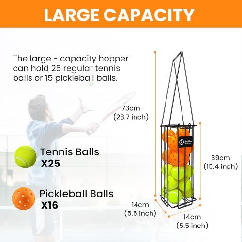 Tennis Ball Hopper and Picker – Foldable, Rolling and Standard Options for Ball Collection