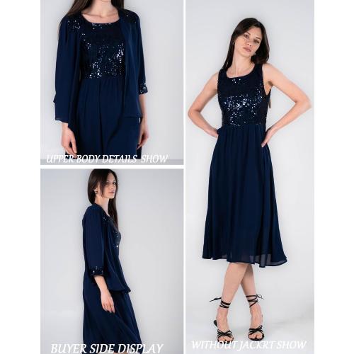 Size L ...GRACE KARIN Wedding Guest Dress Mother of The Bride Dresses Two Piece Formal Sequin Dress with Jacket Tea Length 2025