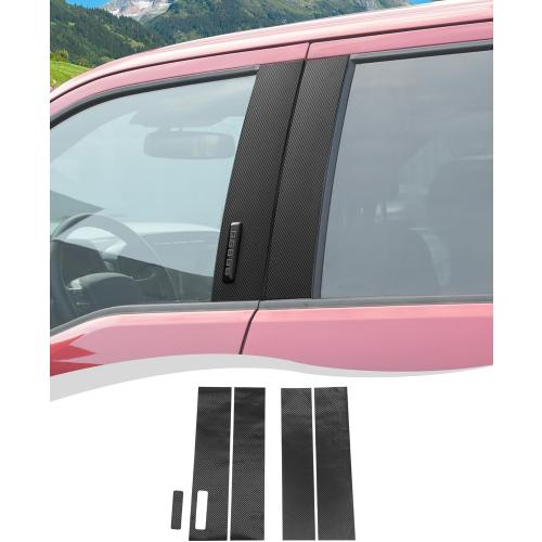 Hoolcar Window Center Pillar Trim Exterior Window Decor Cover Compatible with Ford F150 2015-2025, Black Carbon Fiber, 2PCs