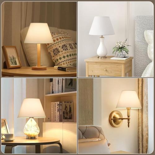 Small Lamp Shades Set of 2, 5.5 Top x 10 Bottom x 6.6 High, Small White Lamp Shades for Table Lamps, Fabric Lampshade Replacement for Bedside Lamp, Wall Sconces, Spider, Clip on Adapters Included