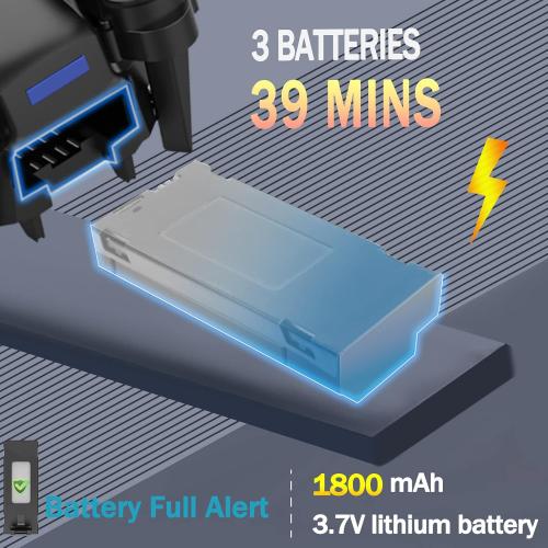 Drone with Dual Camera for Adults Kids, Foldable RC Quadcopter for Beginners, Toys Drone, 1080P FPV Video, 3 Batteries, Carrying Case, One Key Start, Headless Mode, Waypoints fly, 360° Flips