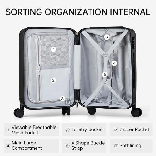 Size 20inch Color Grey MILADA 20 Inch Carry On Luggage Airline Approved 22x14x9 Luggage Carry On Suitcase Hard Shell Suitcases with Wheels Carry on Bag Travel Luggage with TSA Lock,Grey