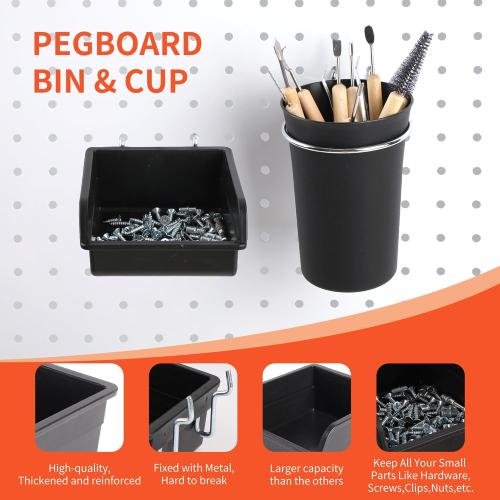 240PCS Pegboard Hooks Assortment, Pegboard Organizer Kit with Bins, Cups, 1/8 and 1/4 inch Hooks for Hanging Tools, Garage Wall Organization