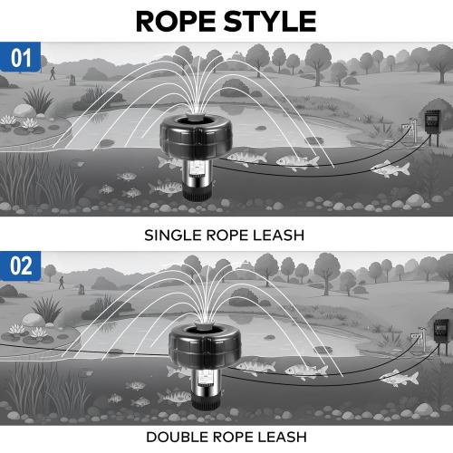 BLACK Pond Fountain Aerator, 1HP 15000 GPH Floating Fountain Pump with Timer & 100FT Cord, Stainless Steel Pond Jet System for Large Outdoor Ponds & Lakes