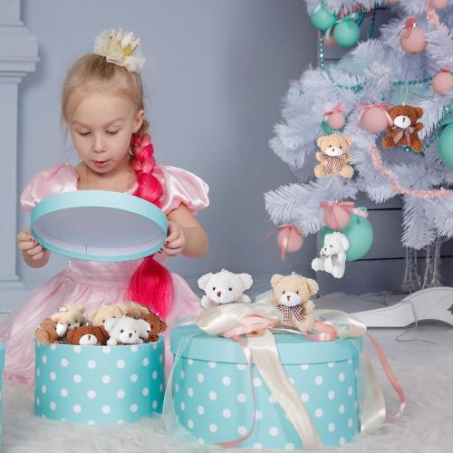 Zomiboo 12 Pcs 4 Inch Mini Bear Animal Plush Toys Soft Brown, Khaki, Apricot, White