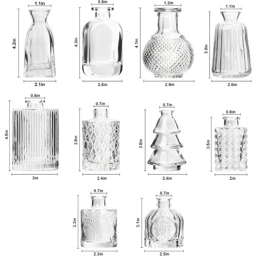 RUCKAE Small Clear Bud Vases Bulk 22 Pack Mini Flower Glass Vases for Centerpiece Table Wedding Decorations Home Decor Party(Transparent)