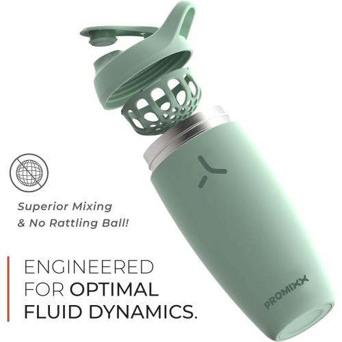 Promixx Pursuit Shaker Bottle - Insulated Stainless Steel Water Bottle and Shaker Cup - 18oz - Midnight Blue