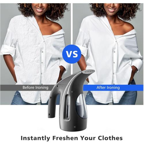 HiLIFE Steamer for Clothes, Portable Handheld Design, 240ml Big Capacity, 700W, Strong Penetrating Steam, Removes Wrinkle, for Home, Office(ONLY FOR 120V)-Black