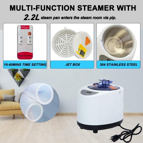 Foldable Portable Steam Sauna, Personal Sauna Tent for Home SPA with 1000w 2.2L Steamer, Folding Chair, Remote Control, Black