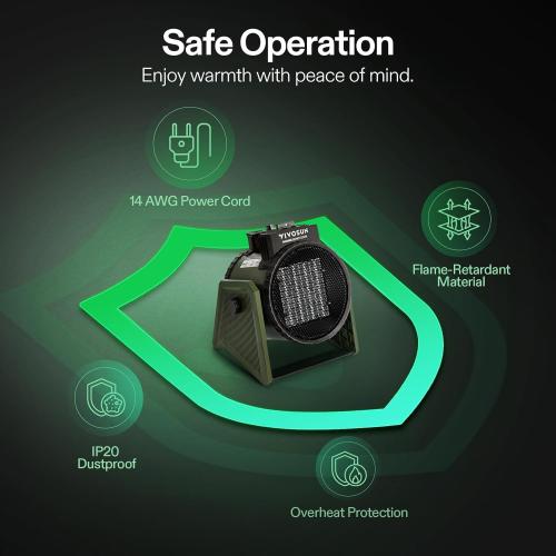 VIVOSUN Portable Greenhouse Heater with Adjustable Thermostat and Digital Thermometer and Hygrometer with 3 Remote Sensors, Indoor Outdoor Temperature and Humidity Monitor