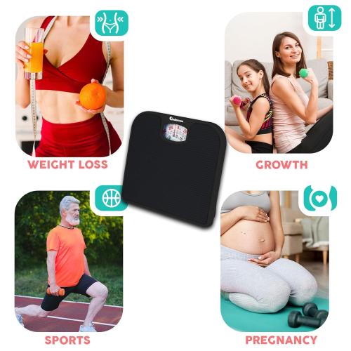 Adamson A21 Analog Scales for Body Weight - Up to 300 LB - New - Anti-Skid Rubber Surface - Large Numbers - Analog Bathroom Scale - Affordable - Durable with 20-Year Assurance - Full Black