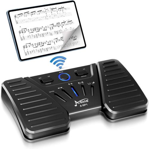 AITONE Wireless Page Turner Bluetooth Foot Pedal Music Page Turner for iPad Tablets Android ios Phones Piano Keyboard Compatible with Various Music App (A-SP1)