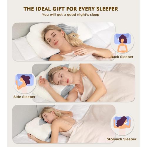 Osteo Cervical Pillow for Neck Pain Relief, Hollow Design Odorless Memory Foam Pillows with Cooling Case, Adjustable Orthopedic Bed Pillow for Sleeping, Support for Side Back Sleepers