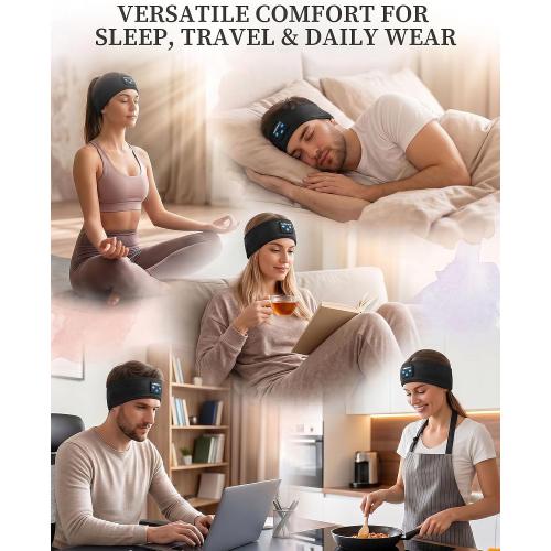 Lullaband Sleep Headphones, Bluetooth Headband Headphones with 12-Hour Battery, Soft Headband for Sleeping, Travel, Exercise, Yoga & Relaxation