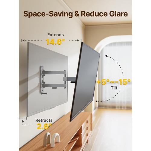 monTEK Full Motion TV Wall Mount Bracket for Most 13-43 Inch LED LCD Flat Screen TVs & Monitors, Swivel Tilt Extension Rotation with Articulating Arms, TV Mount Max VESA 200x200mm, up to 44lbs