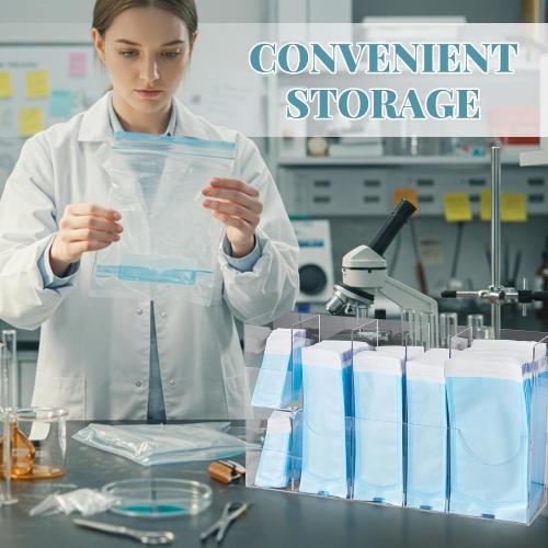 Leinuosen Clear Acrylic Sterilization Pouches Dispenser Rack Organizer Multi-Sized 6 Divided Stations Wall Mount Holder for All Size Sterilization Pouches