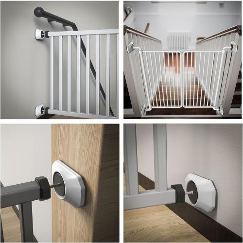 ICERO - Baby Gate Wall Protector - Protect Walls & Doorways from Pet & Dog Gates - for Child Pressure Mounted Stair Safety Gate- 4 Pack, White