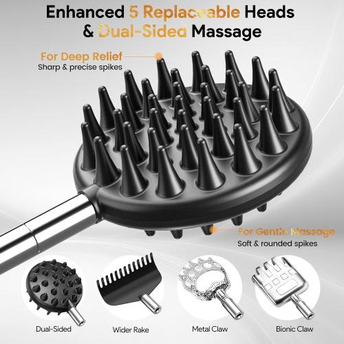 TUKUOS Telescoping Back Scratcher with 5 Detachable Scratching Heads, Rubber Handles, Anniversary Birthday Gifts for Men Women Back Scratcher for Men/Dad/Women/Adults