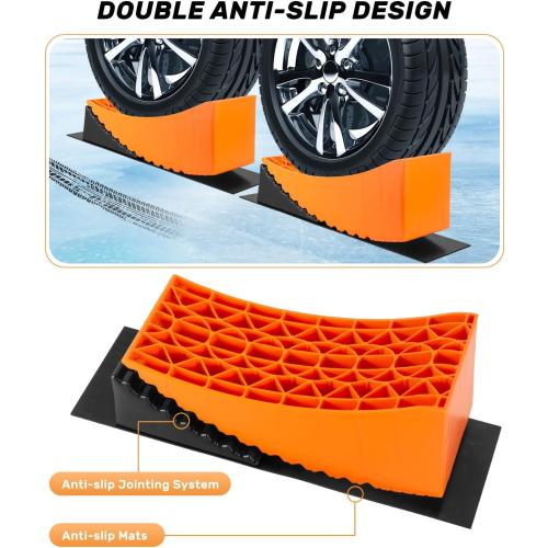 BOYISEN Camper Levelers - RV Leveling Blocks Ramp Kit, Lift Up to 6in for RV Camper Travel Trailer, RV Levelers with Chock, Anti-Slip Mat and Carrying Bag