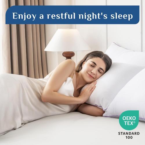 JOLLYVOGUE Pillows Queen Size Set of 2, Medium Supportive Bed Pillows with Super Soft Down Alternative Fill, Luxury Fluffy Hotel Quality for Side, Back, and Stomach Sleepers