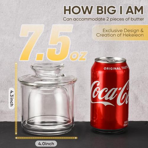 Butter Crock, Elegant Crystal Glass French Butter Dish for Fresh Spreadable Butter, Butter Keeper, Glass Butter Keeper to Leave On Counter, Transparent